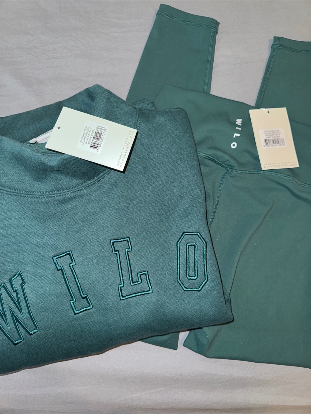 WILO THE LABEL Funnel Neck and Legging Set in Teal Size Small 💚💙